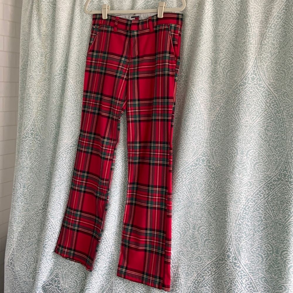 Tommy Jeans red plaid pants sz9
